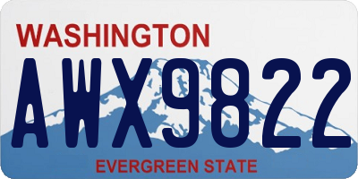 WA license plate AWX9822