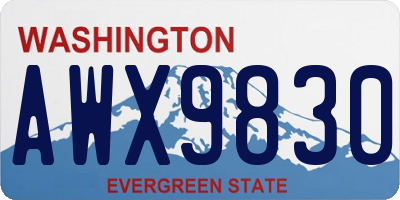 WA license plate AWX9830