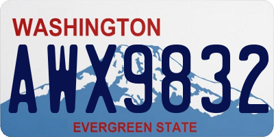 WA license plate AWX9832