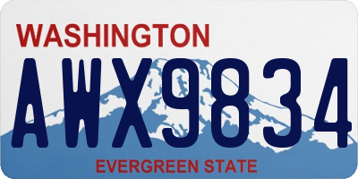 WA license plate AWX9834