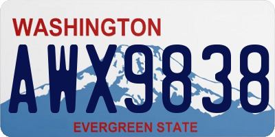 WA license plate AWX9838