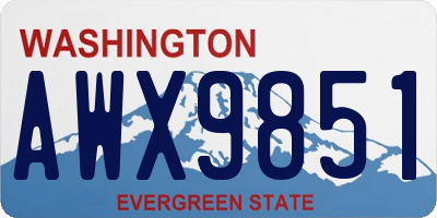 WA license plate AWX9851