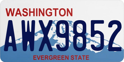 WA license plate AWX9852
