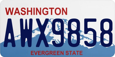 WA license plate AWX9858