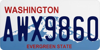 WA license plate AWX9860