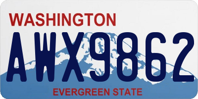 WA license plate AWX9862