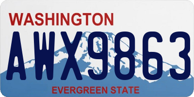 WA license plate AWX9863