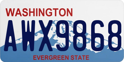 WA license plate AWX9868