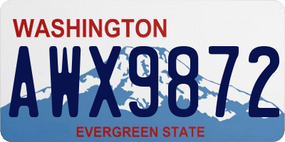 WA license plate AWX9872