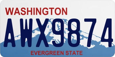 WA license plate AWX9874