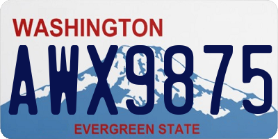 WA license plate AWX9875