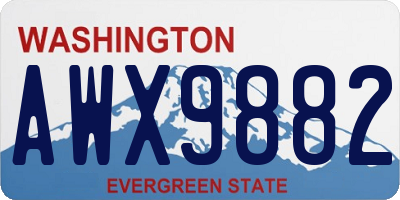 WA license plate AWX9882