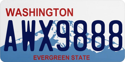 WA license plate AWX9888