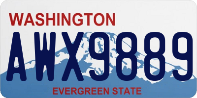 WA license plate AWX9889