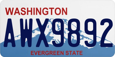 WA license plate AWX9892