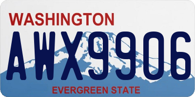 WA license plate AWX9906