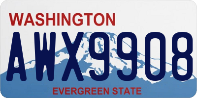 WA license plate AWX9908