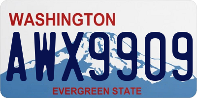 WA license plate AWX9909