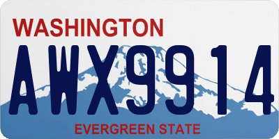WA license plate AWX9914