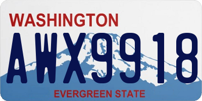 WA license plate AWX9918