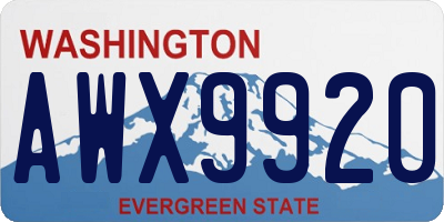 WA license plate AWX9920