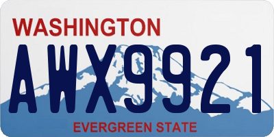 WA license plate AWX9921
