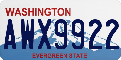 WA license plate AWX9922