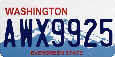 WA license plate AWX9925