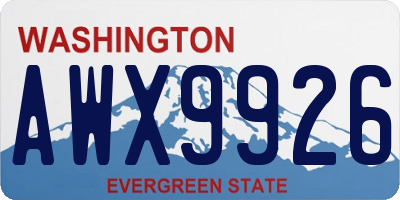 WA license plate AWX9926
