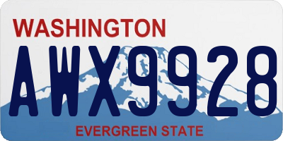 WA license plate AWX9928