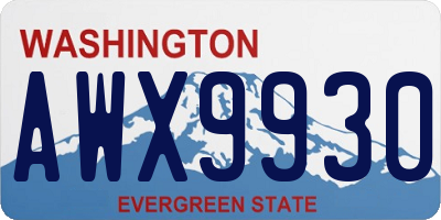 WA license plate AWX9930