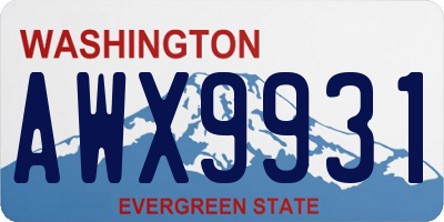 WA license plate AWX9931