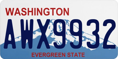 WA license plate AWX9932