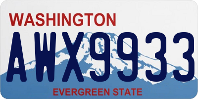 WA license plate AWX9933