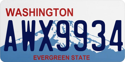 WA license plate AWX9934