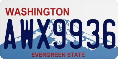 WA license plate AWX9936