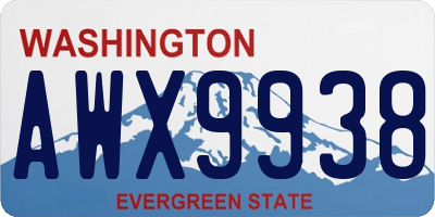 WA license plate AWX9938