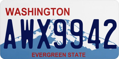 WA license plate AWX9942