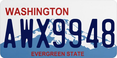 WA license plate AWX9948