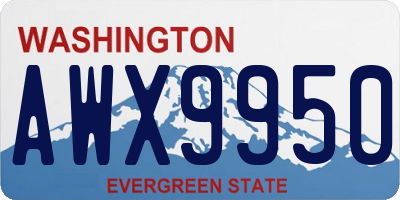 WA license plate AWX9950