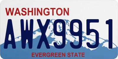 WA license plate AWX9951