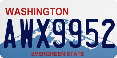 WA license plate AWX9952