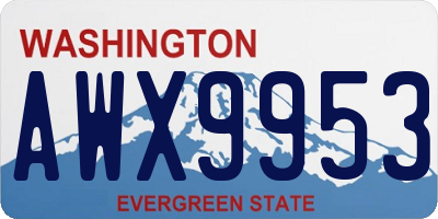 WA license plate AWX9953