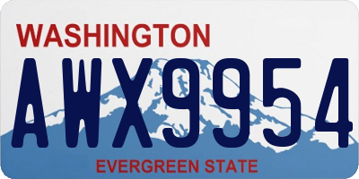 WA license plate AWX9954