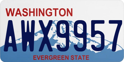 WA license plate AWX9957