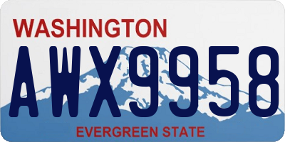 WA license plate AWX9958