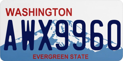 WA license plate AWX9960