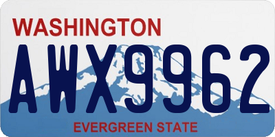 WA license plate AWX9962