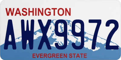 WA license plate AWX9972