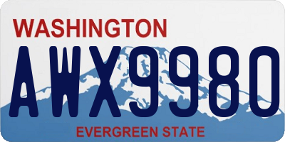 WA license plate AWX9980